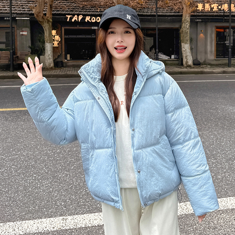 韩版连帽羽绒棉服女2025年冬季新款加厚小个子短款面包服棉袄外套|undefined