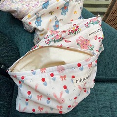 ins花朵印花棉布化妝包 帆布內襯耐用筆袋夏季旅行便攜洗漱收納袋