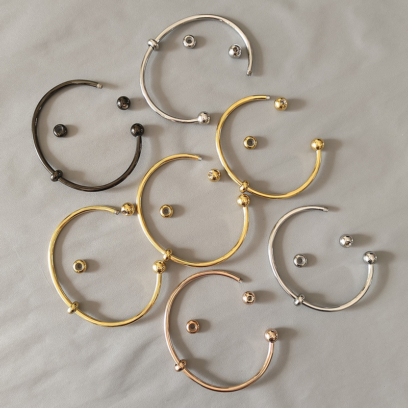 Metal titanium steel waterproof non-fading bracelet diy parent-child ball head can be unscrewed and twisted stainless steel opening bracelet