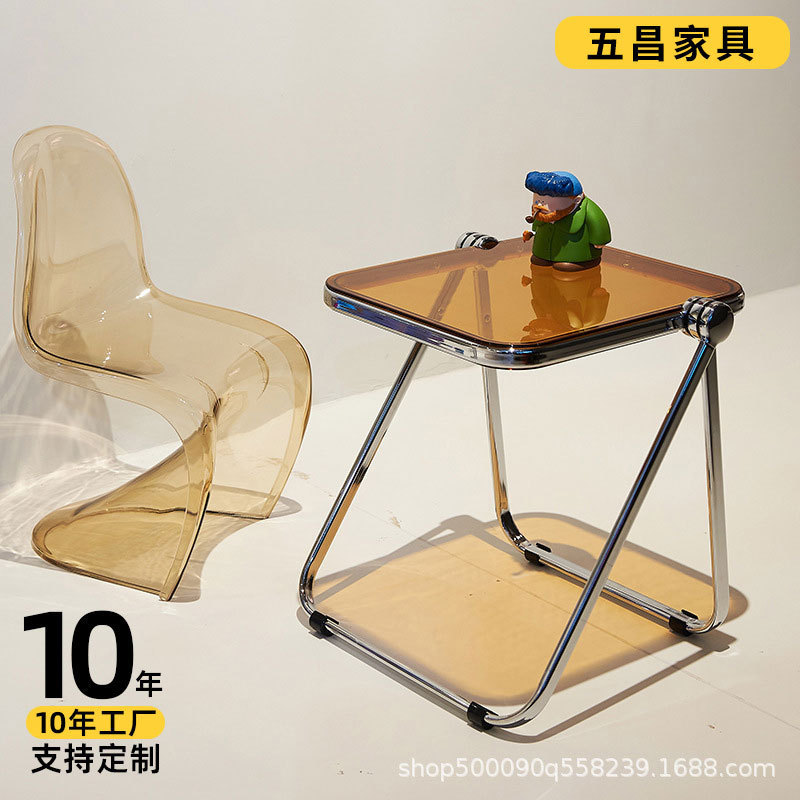 Sofa Side Table Foldableing Small Table Internet Celebrity Mini Mobile Bedside Table Creative Small Square Coffee Table Multi-Function
