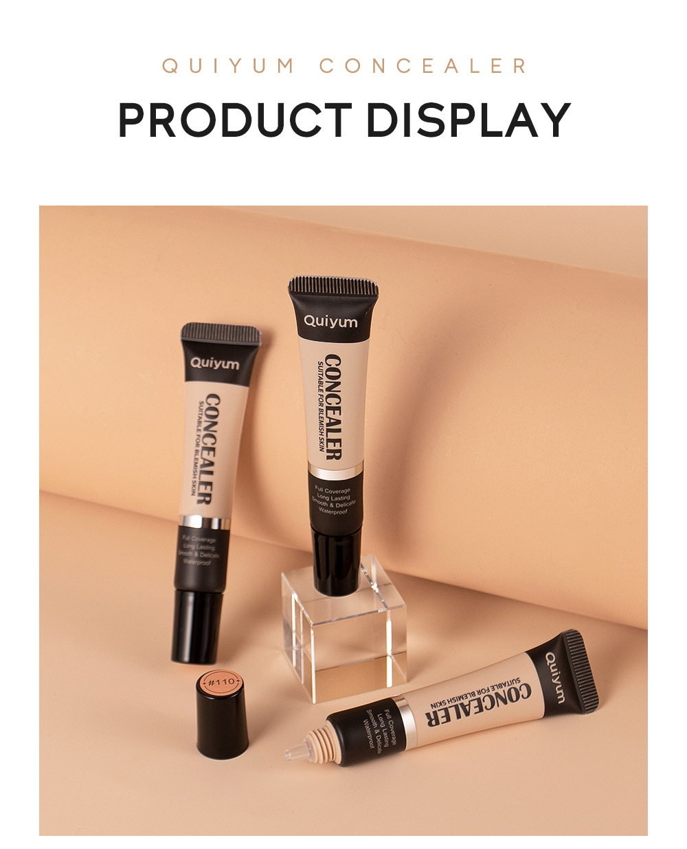 Cross-border QUIYUM Three-color Concealer 8g for contouring, covering blemishes and enhancing skin tone. Factory in stock for wholesale undefined