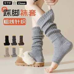 女性用フットソックス、秋冬ニット白ソックス、スノーブーツ付きパイルソックス、y2kレッグカバー、暖かいミッドカーフソックス