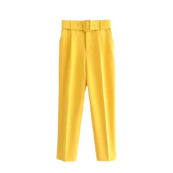 Spring multicoloured solid color trousers