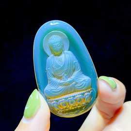 5-10g 墨西哥蓝珀明雕大日如来 大师手法 功底深厚 全品类蓝珀
