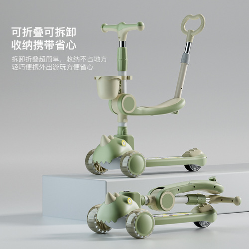 Skateboard for 3-6 year old children, 1-12 year old kids, big kids, boys and girls, trike, slider, scooter, three-in-one