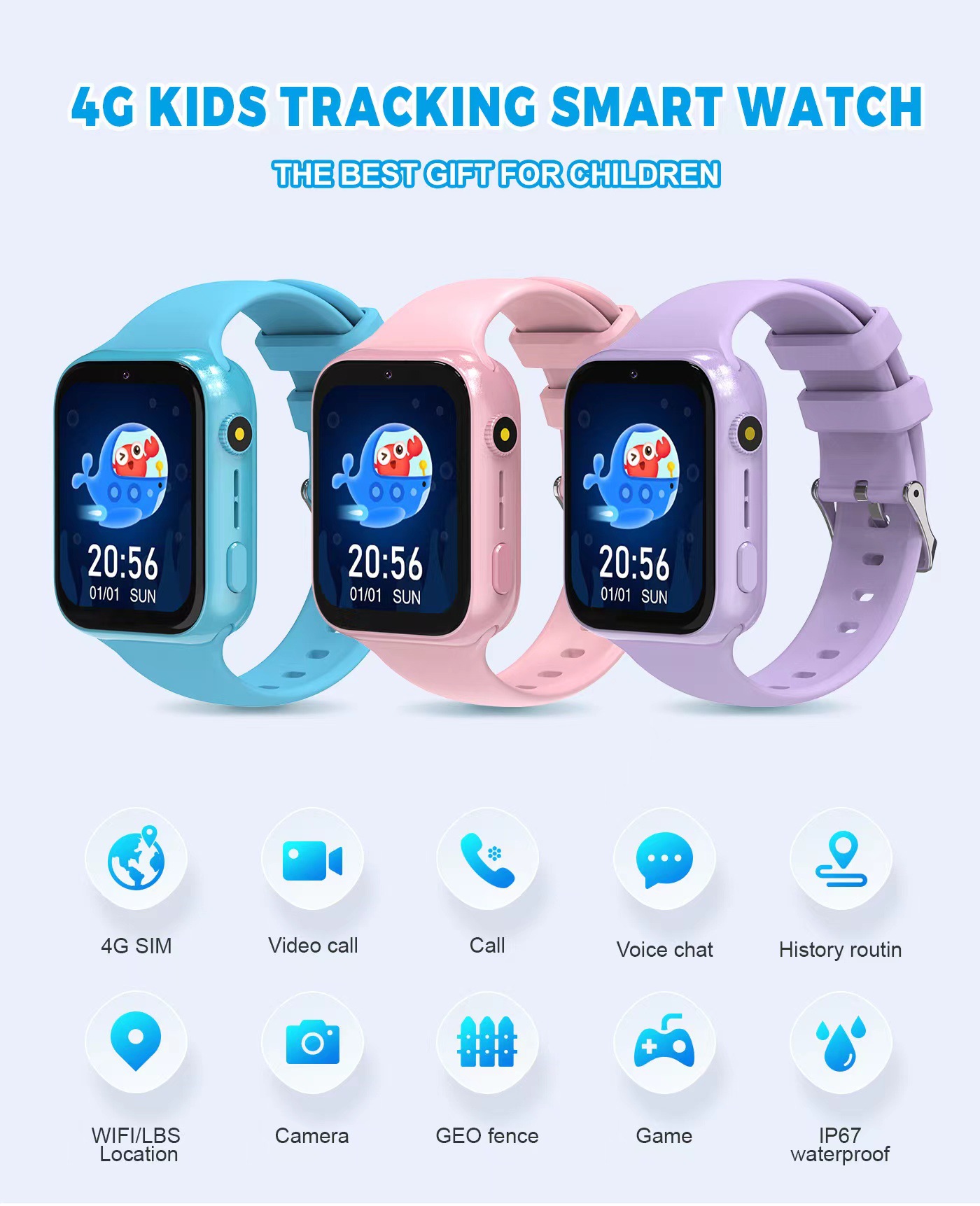 Cross-border children's smartwatch 4G smart positioning video independent call smartwatch exclusively available on Amazon full figure