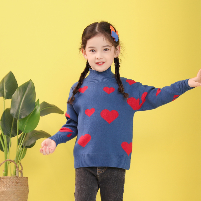 Suéteres para Niñas, Ropa Infantil Nueva de 2024, Venta al por Mayor, Cuello Alto, Otoño, Prendas de Punto Infantiles de una Pieza, Dropshipping, Suministro para Transmisión en Vivo