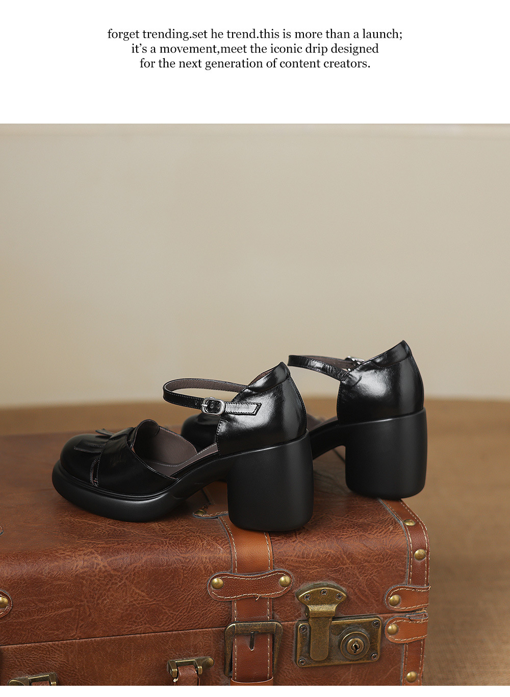 Sandal cao gót nữ mũi hở quai ngang gót vuông 7 cm — màu nâu chi tiết 18