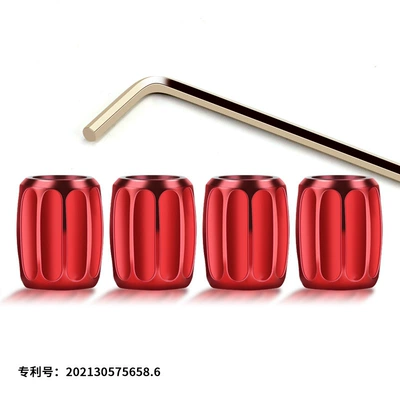 valve decorative brass color gas nozzle - red-set-of-4-pieces