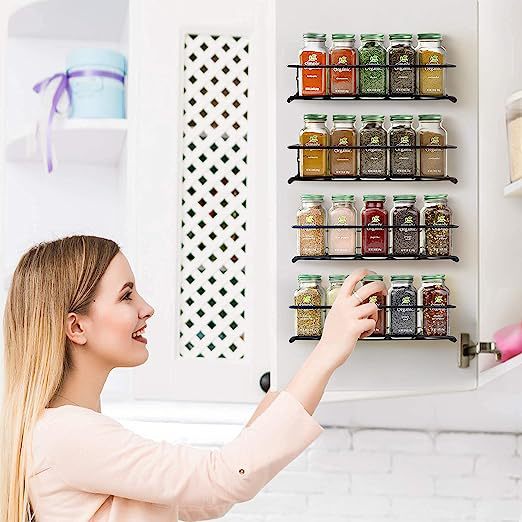 Cross-Border Black Iron Kitchen Spice Rack Multi-Layer Spice Rack No-Drill Wall-Mounted Silver Seasoning Bottle Storage Rack