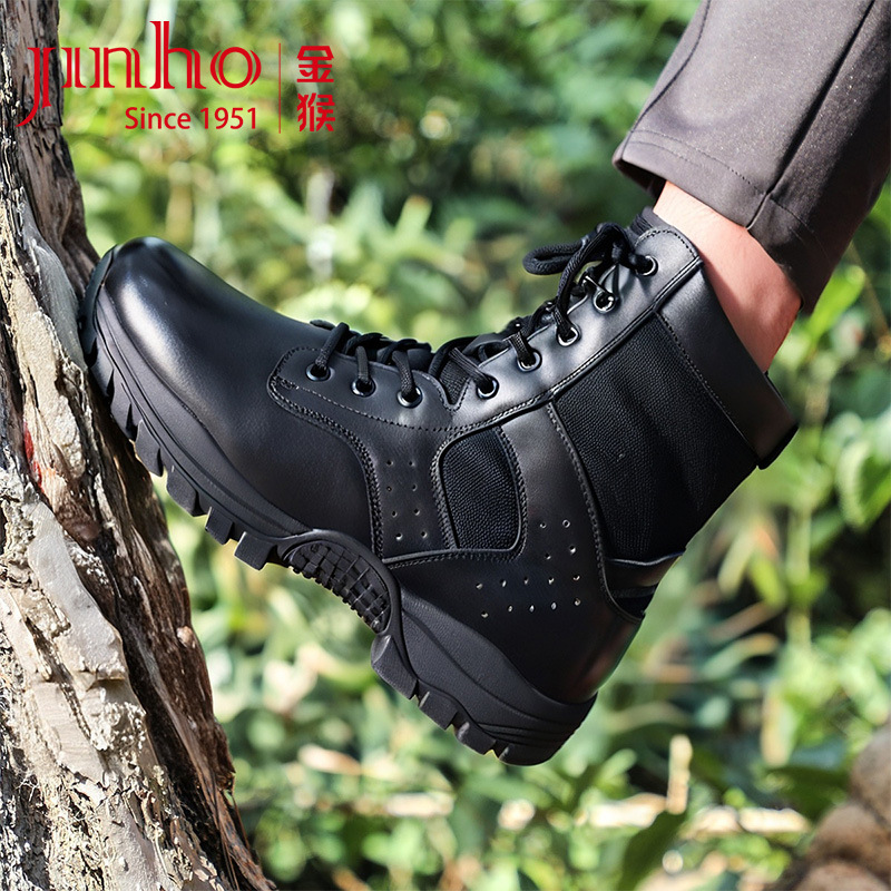 Monos dorados nuevas botas de combate negras botas tácticas con cremallera lateral de piel de vaca al aire libre botas de montaña resistentes al desgaste botas Martin