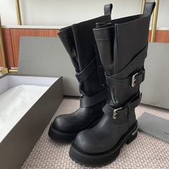 高品质！巴黎Venom毒液马丁靴男女情侣款高筒长靴排扣真皮骑士靴