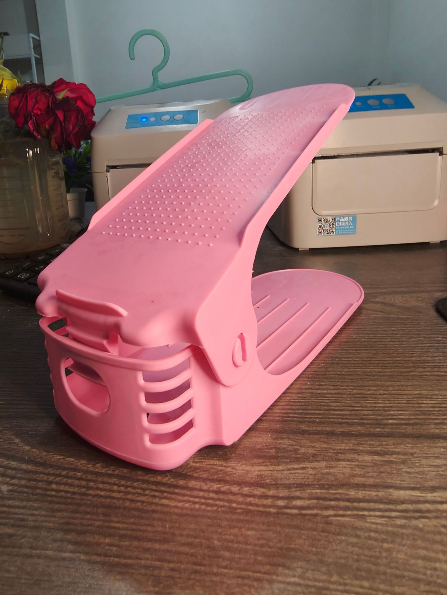 Rack de almacenamiento de zapatos simple y moderno de doble capa integral ajustable rack de almacenamiento de zapatos de plástico