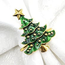 圣诞树绿色餐巾环金属创意餐巾扣银色金色口布圈酒店摆台厂家批发