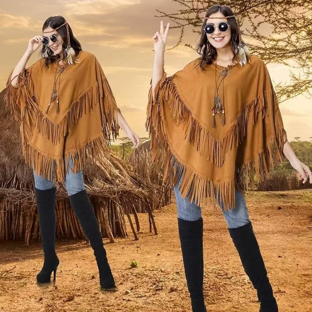 2026 Spring and Summer New European and American Fashion Tassel Slim-Fit Versatile Sleeveless Shawl Vest for Women in Khaki Color
