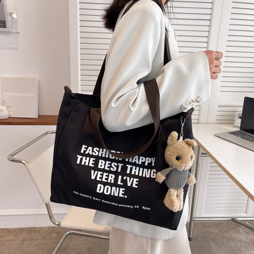 Canvas bag female college student class bag Tote  new large capacity shoulder bag handbag crossbody bag niche