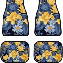 跨境亚马逊复古花卉水晶绒汽车脚垫易打理防滑耐脏舒适通用脚垫