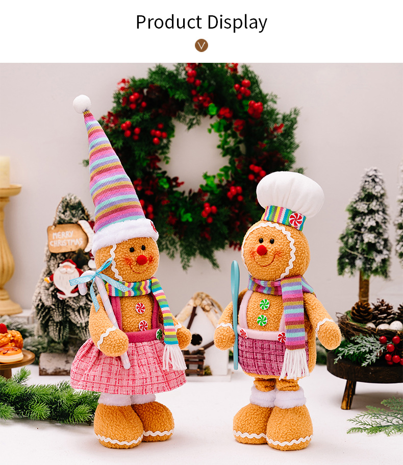 1258g Weight Ornaments Home Textiles & Decor Type Doll Event & Party Supplies 1 Piece Quantity Party, Festival Occasion Polyester Material Christmas Festival Gingerbread Pattern Cute Style Christmas Cute Gingerbread Polyester Party Festival Doll 4