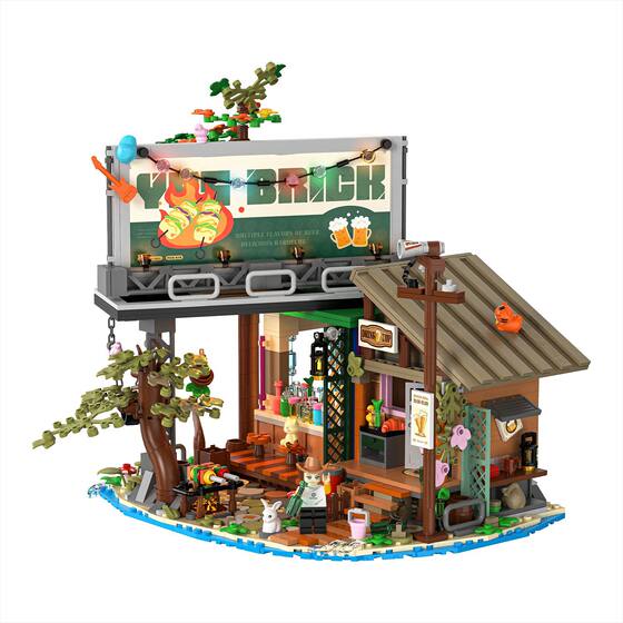 Pier Bar Street View Building Blocks Model Cabin Building Compatible Lego Puzzle Assembled Toys Ornaments Cross-border Wholesale