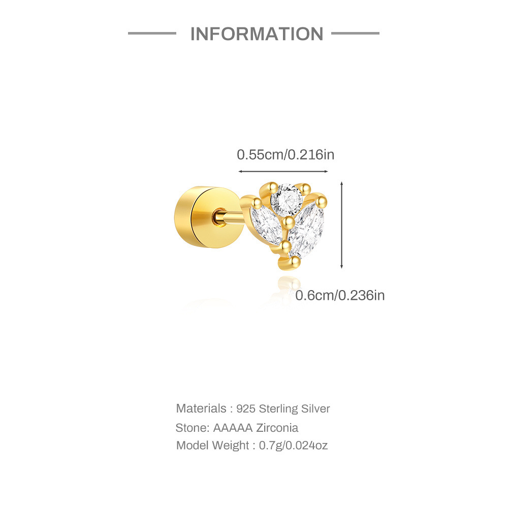1g Weight Ear Studs Classification Ear Cartilage Rings & Studs Piercing Type 1 Piece Quantity Daily Occasion 925 Sterling Silver Material Geometric Pattern All Seasons Season Unisex Gender Elegant Style 1 Piece Ear Cartilage Rings & Studs Elegant Geometric 925 Sterling Silver Ear Cartilage Rings & Studs 2