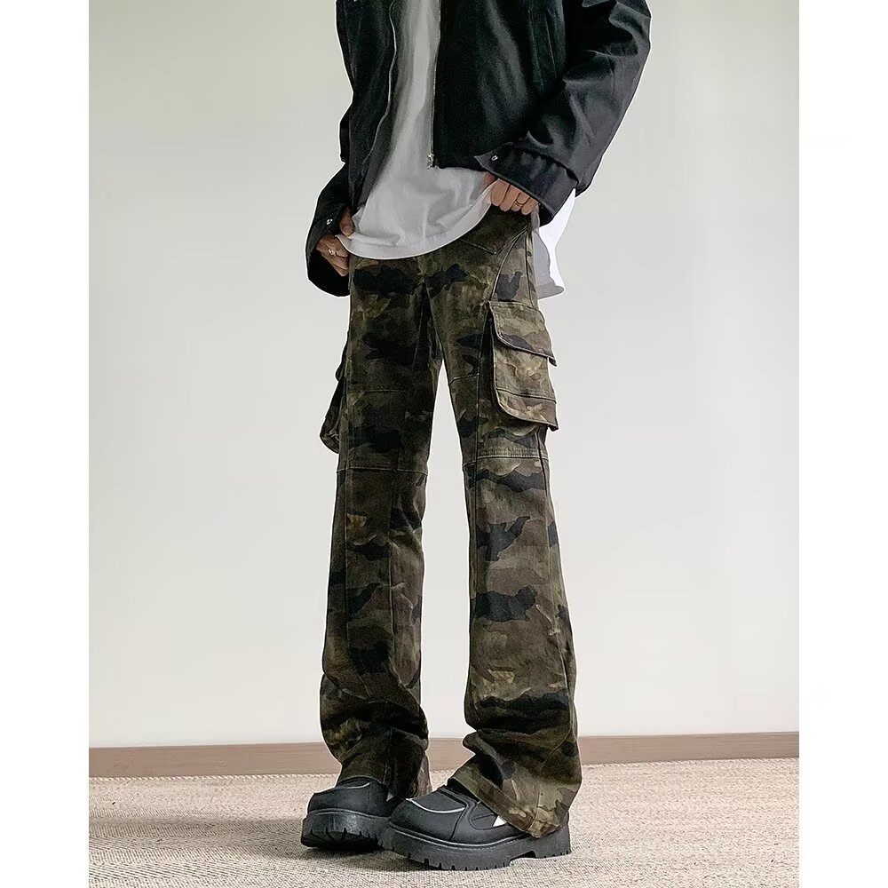 Pantalones de Mezclilla Camuflados para Hombre de Algodón, Cintura Alta, para Uso Diario