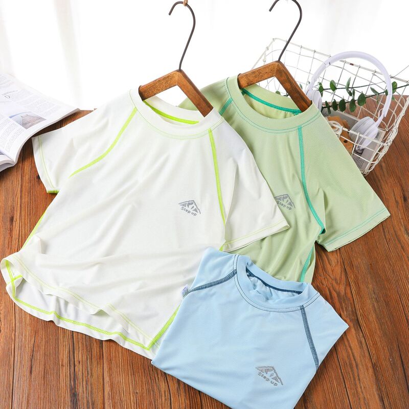 Summer New Style Quick-Drying Mesh T-Shirt for Boys and Girls, Lightweight and Breathable Short-Sleeved for Middle and Large Children