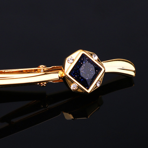 Men's golden fashion tie clip business formal wedding simple men's and women's pin Korean style suit security tie clip