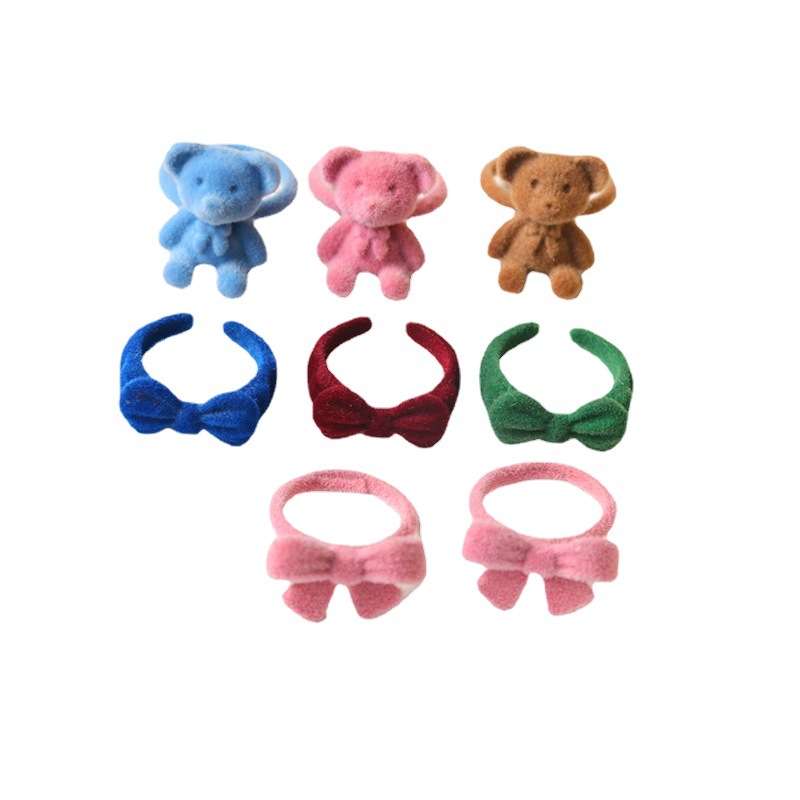 Pequeño Libro Rojo Klein azul terciopelo lazo oso anillo abierto DIY blanco anillo de felpa material al por mayor