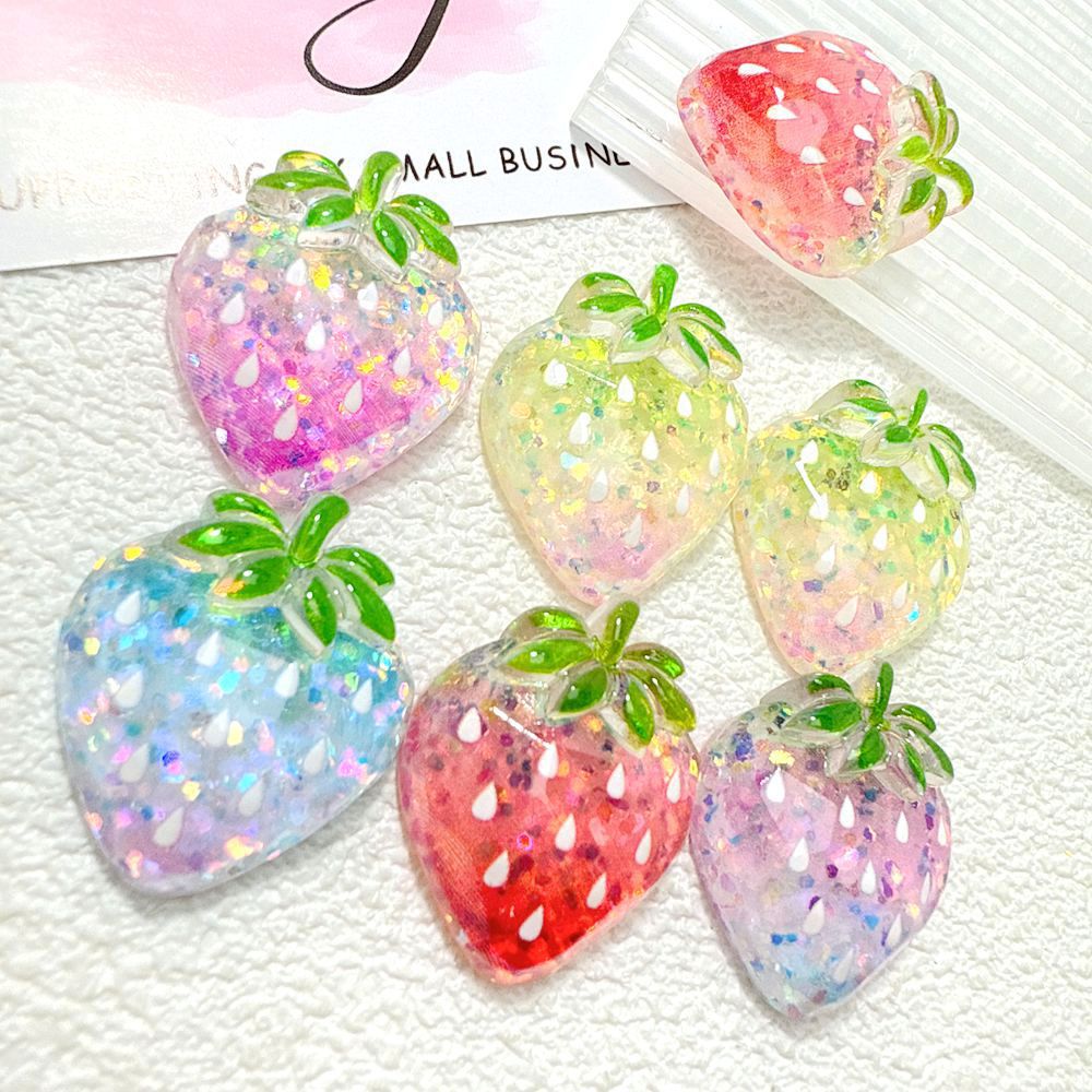 氷透樹脂部品フラッシュグラデーションカラーいちごdiy手作りアクセサリー携帯電話ケース文房具収納ケース
