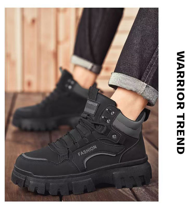 Giày bốt Martin nam cổ cao đế dày chống trượt, giày bảo hộ ngoài trời bền bỉ — KA02 màu kaki, KA02 màu xám, KA02 màu đen chi tiết 11