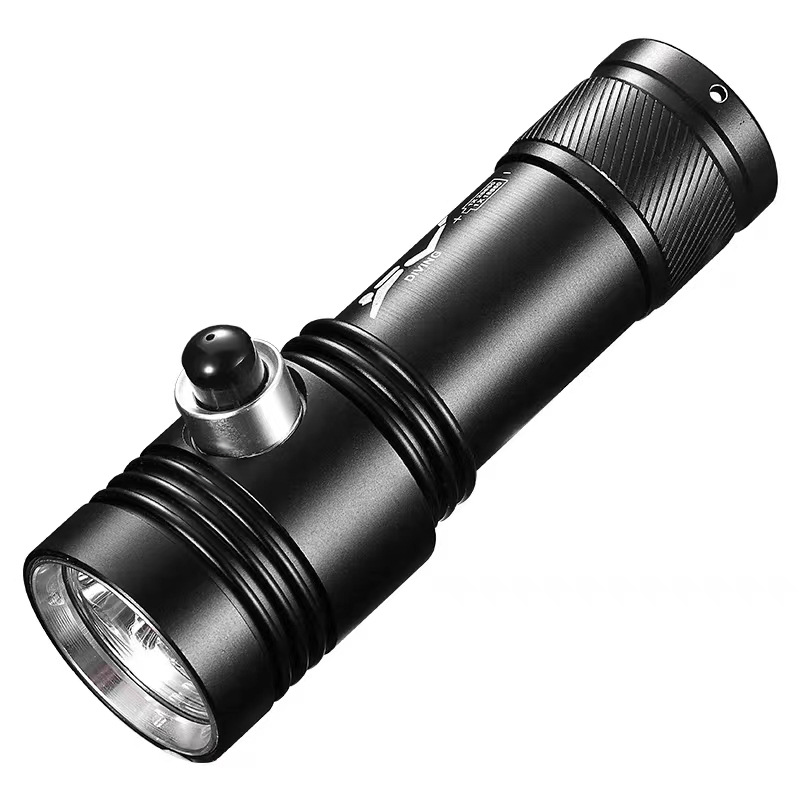 Al Aire Libre multi-funcional portátil linterna de aleación de aluminio blanco amarillo doble luz mini linterna de buceo fuerte luz tiro largo