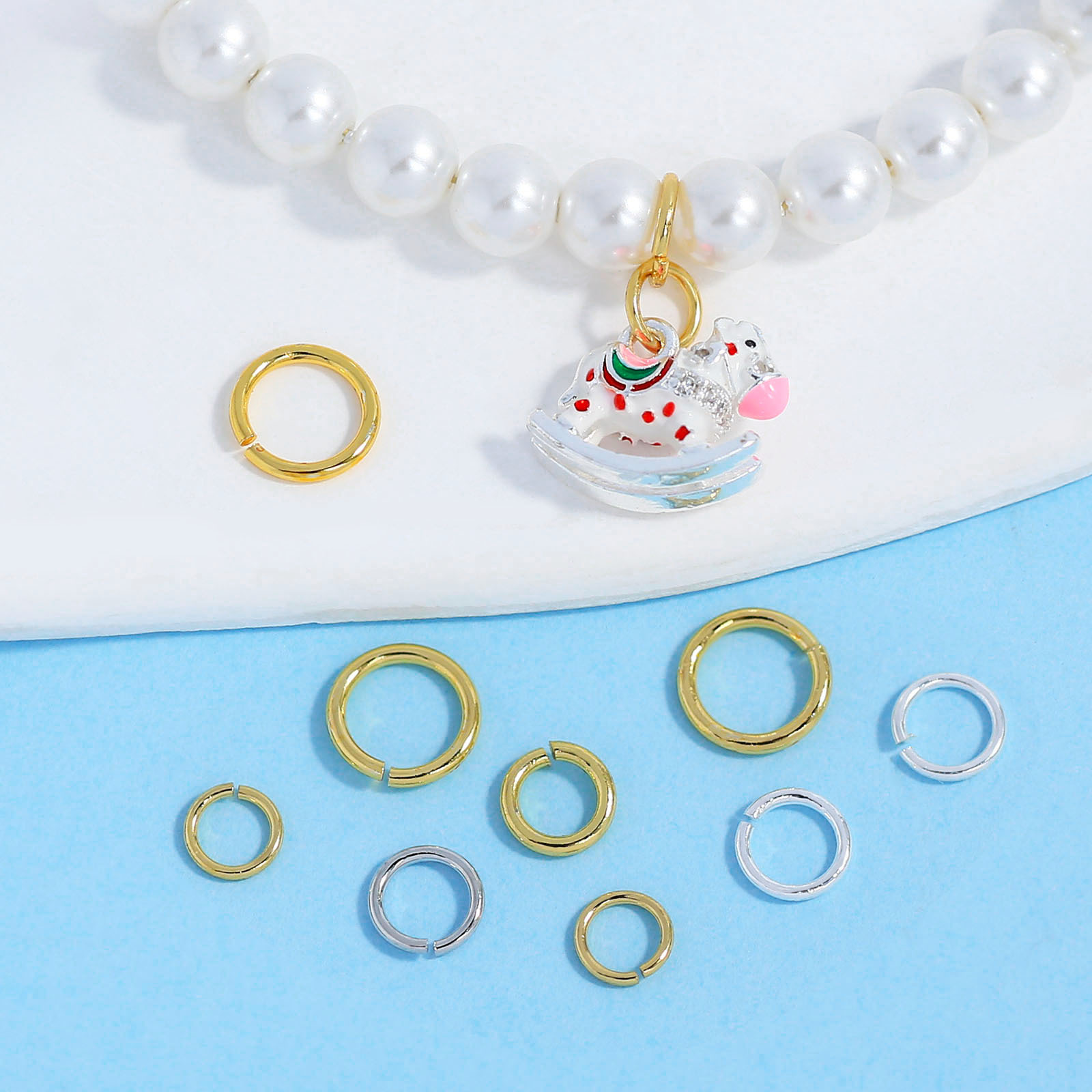 Wholesale Open Rings 18K Gold-Plated Color-Preserving Flat Open and Closed Rings Connecting End Rings DIY Necklace Bracelet Pendant Accessories