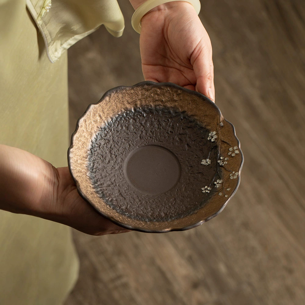 Грубая керамика, не глазурованный сухой поднос для чая, чайный столик для хранения воды, китайский ретро бытовой поднос для кастрюли, поднос для фруктов, тарелка для фруктов