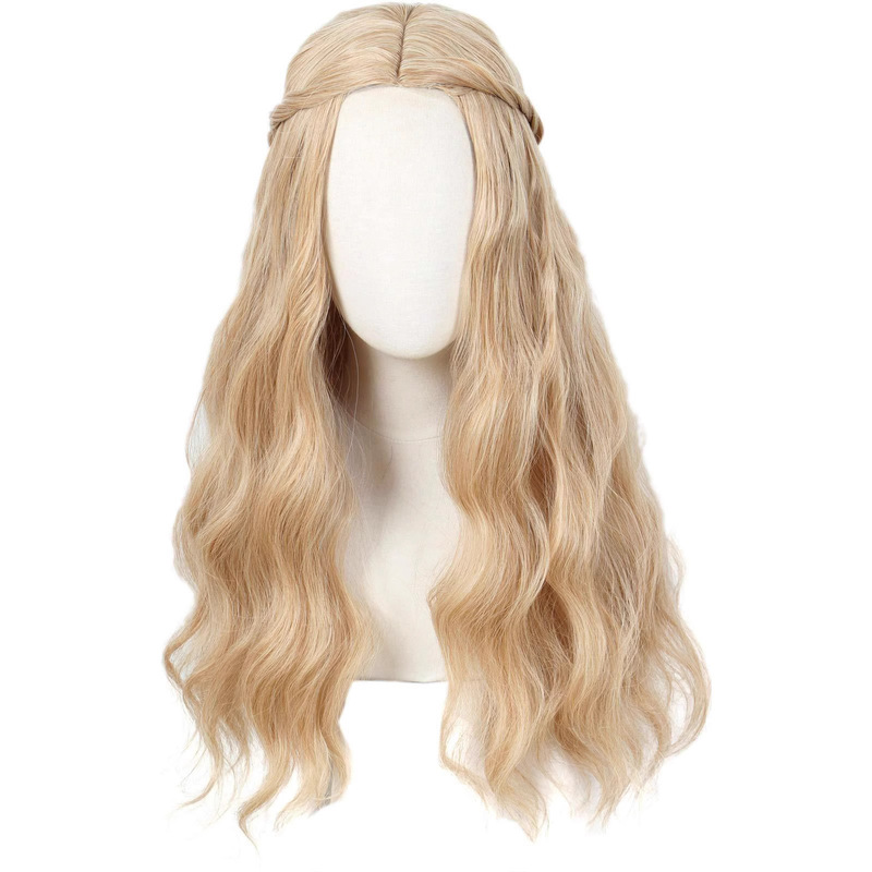 Alice in Wonderland Long Curly Wig Cos Anime Halloween Costume Headgear Rose Network