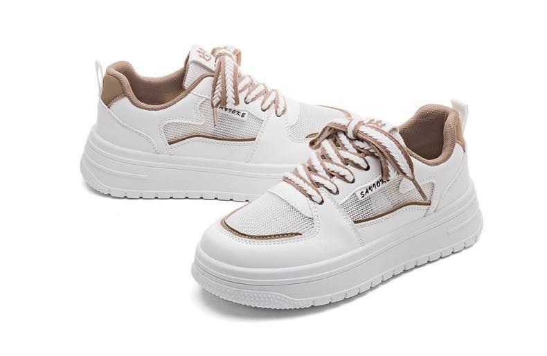 2024 primavera nueva moda versátil zapatos blancos pequeños zapatos deportivos casuales de mujer zapatos de papá explosión zapatos de suela gruesa