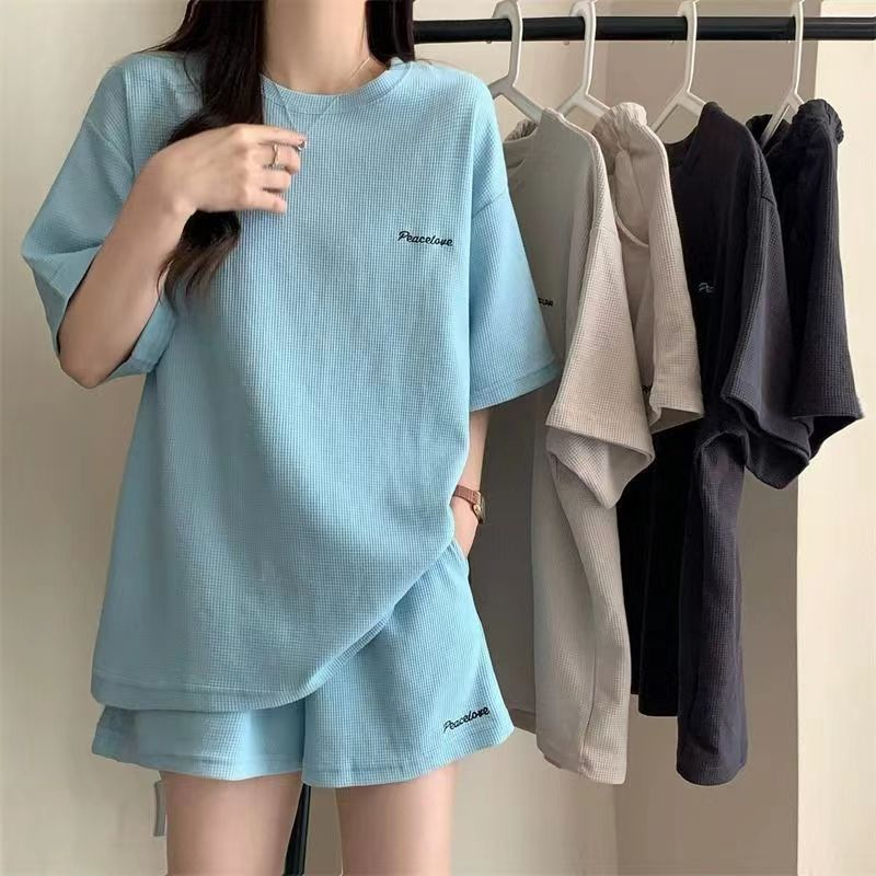 Women's Summer Sports Set 2Pc New Style T-Shirt And Shorts Two Piece Versatile Loose Fit Slimming Casual And Stylish_ecoleips.com