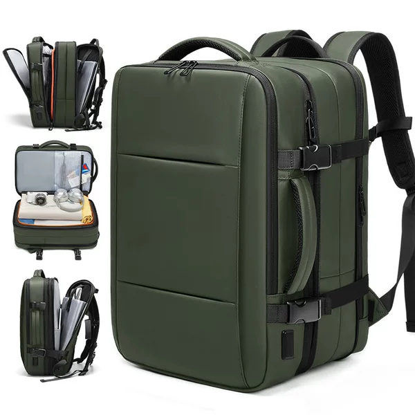 Expandable large-capacity backpack for men, suitable for commuting, business, and computer use, multifunctional for leisure and travel