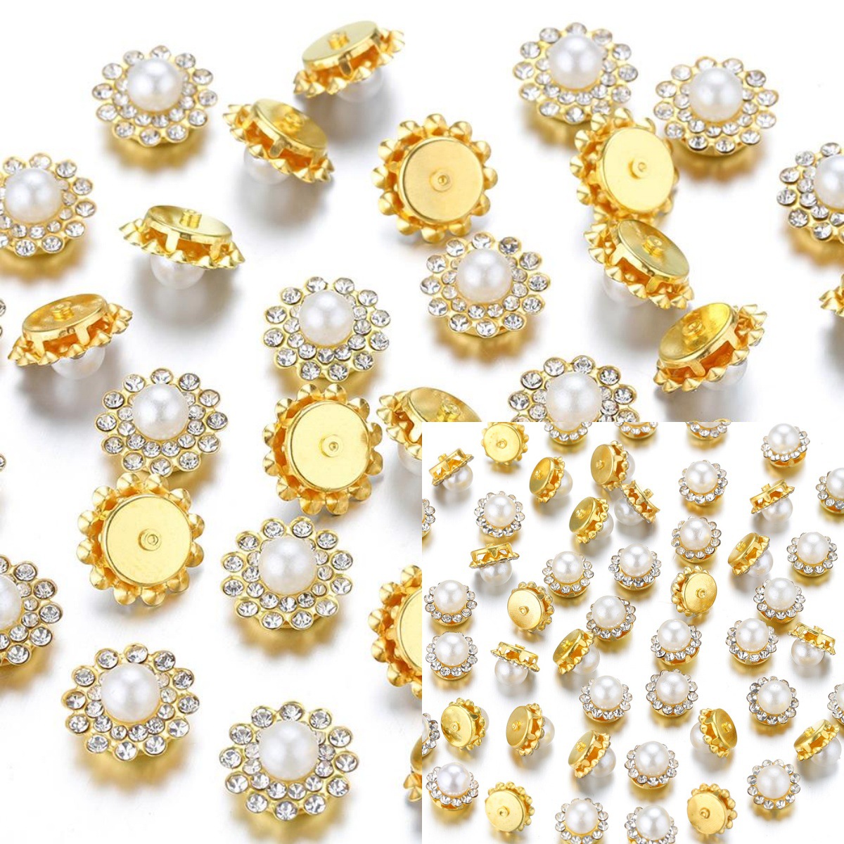 爆款双层三层太阳花托白色珍珠点钻爪钻发夹发箍蝴蝶结辅料装饰品