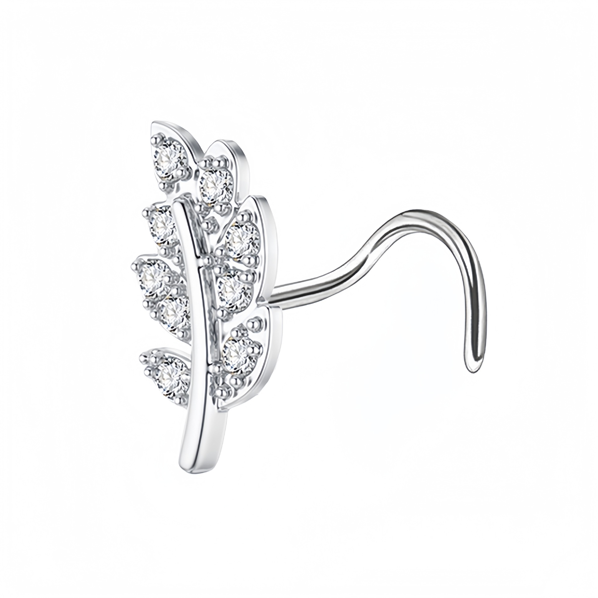Piercing nez cerise en acier inoxydable avec zircon brillant_voghion.com