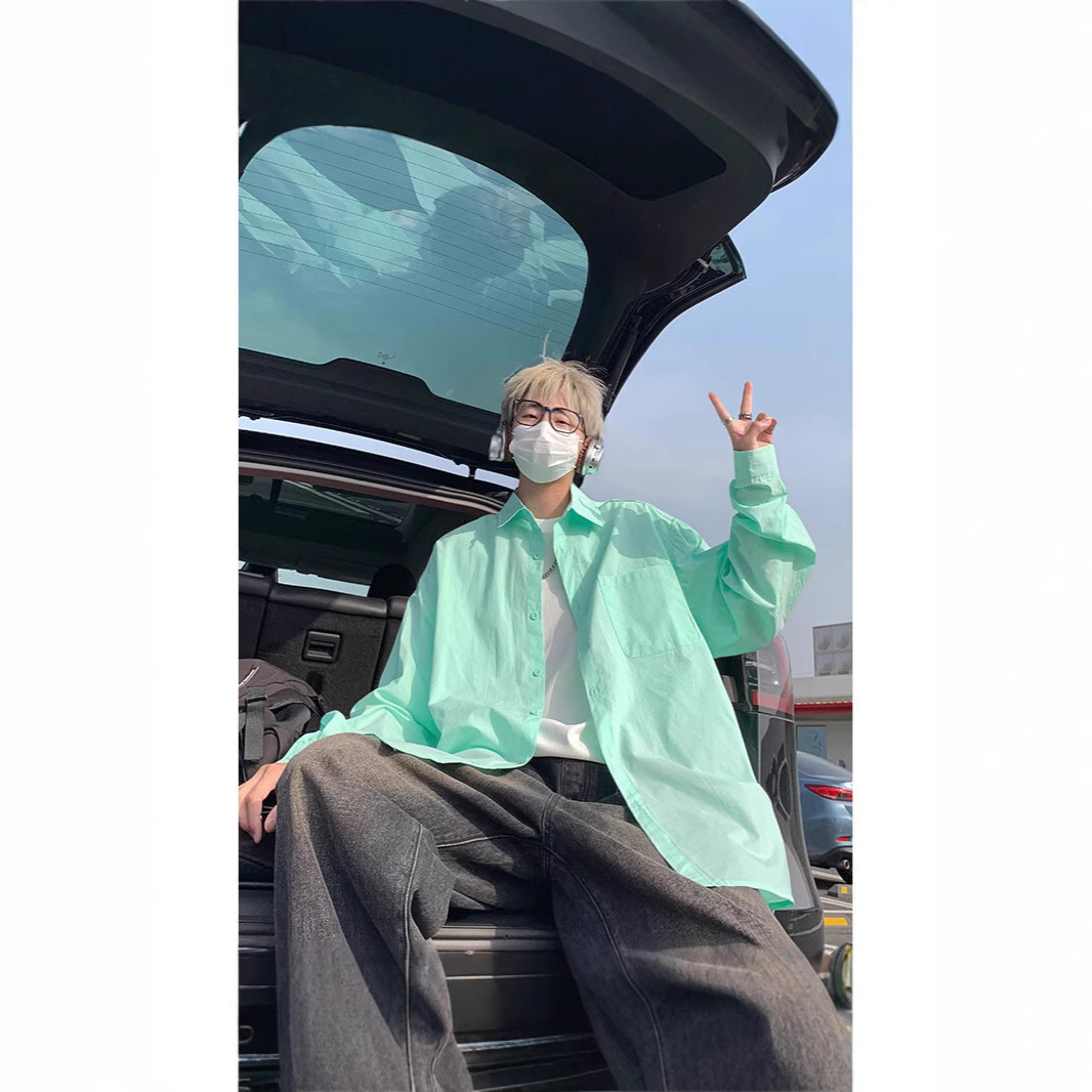 Long-Sleeved Shirt for Men, Korean Style Loose Casual Top, Summer Lazy Style Shirt for Men, Thin Long-Sleeved Shirt Jacket