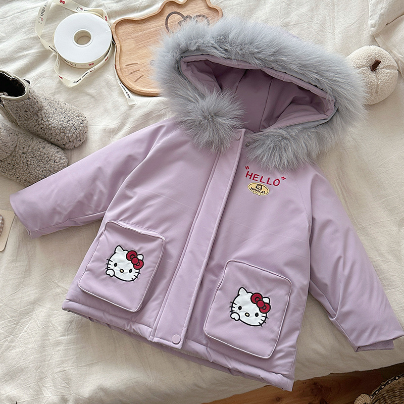 [en stock] 2025 chicas coreanas de invierno superan el cuello de cabello grande ocio, chaqueta gruesa para chicas pequeñas