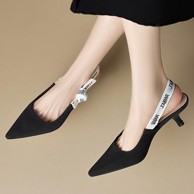 Elegant Black Pointed-Toe High Heels 2026 New Style Open-Back Stiletto Fashion Pumps Shallow Mouth Professional Women's Shoes