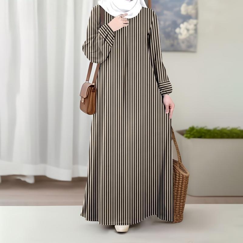 Robe longue musulmane à manches longues pour femme | Mode transfrontalière | Livraison directe disponible | Prix négociable | Matière : polyester_voghion.com