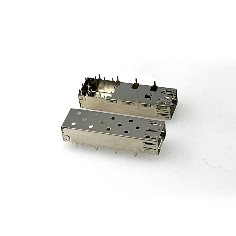 SFP千兆光笼子1X1单口带接地小脚直针脚焊接式屏