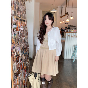 plus size Women's French Gentle High-end Llace Collar Shirt chubby girl White Cotton Comfortable Loose Short Top