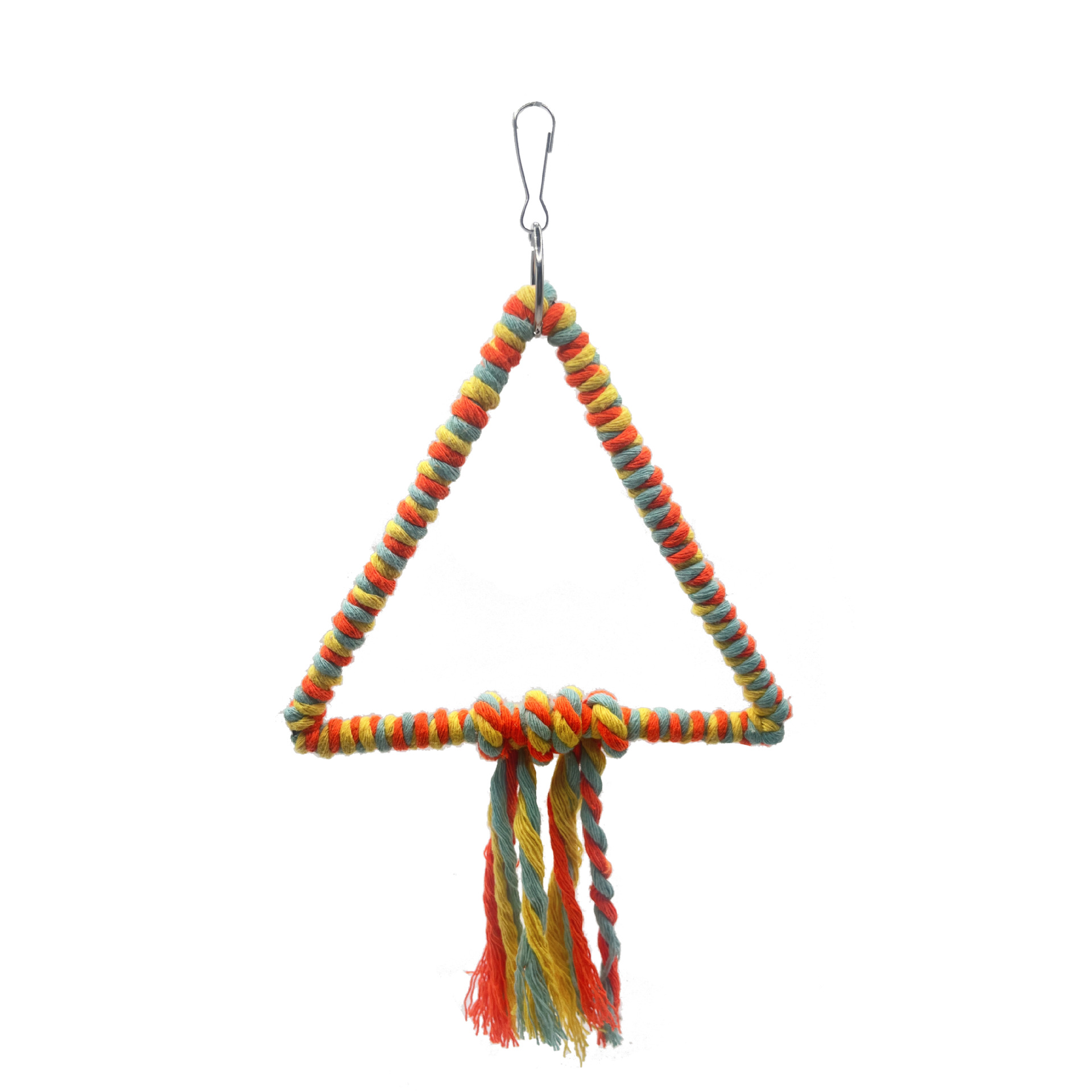 Triángulo cuerda de algodón columpio colorido juguete para pájaros loro perido escalada boca de la estación marco de la jaula de pájaros accesorios de decoración al por mayor image 6