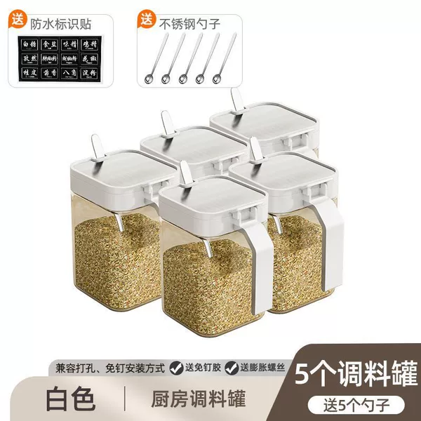 White/Luxury Seasoning Can*5 (with stainless steel spoon)