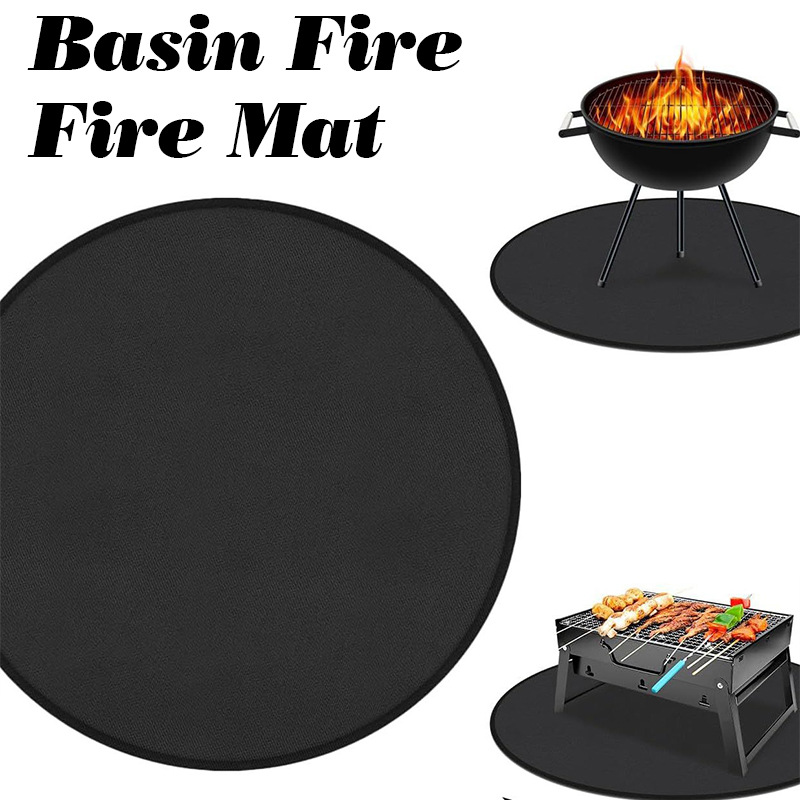 亚马逊爆款圆形双面硅胶防火垫野炊烧烤隔热垫耐高温灭火毯烧烤炉