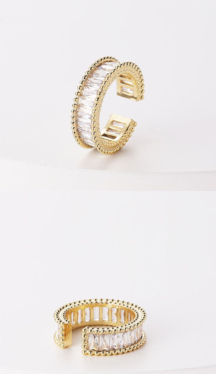 fashion copper zircon row diamond doublelayer open ring femalepicture2