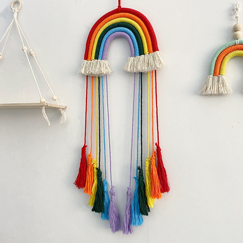 Nordic cotton rope woven rainbow wall hanging decoration bedroom creative ornament girl heart children's room boutique decoration ornament